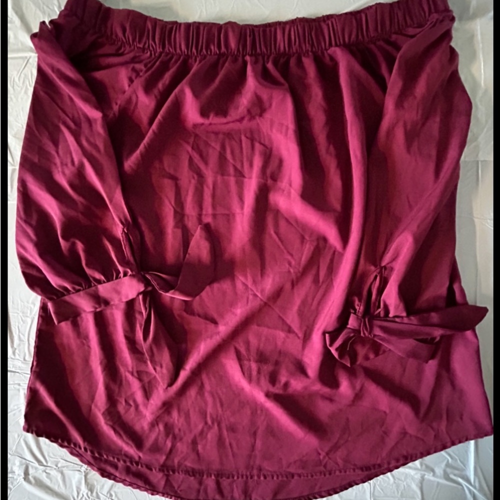 Time to bloom 3/4 sleeve off the shoulder maroon top in a size 1X